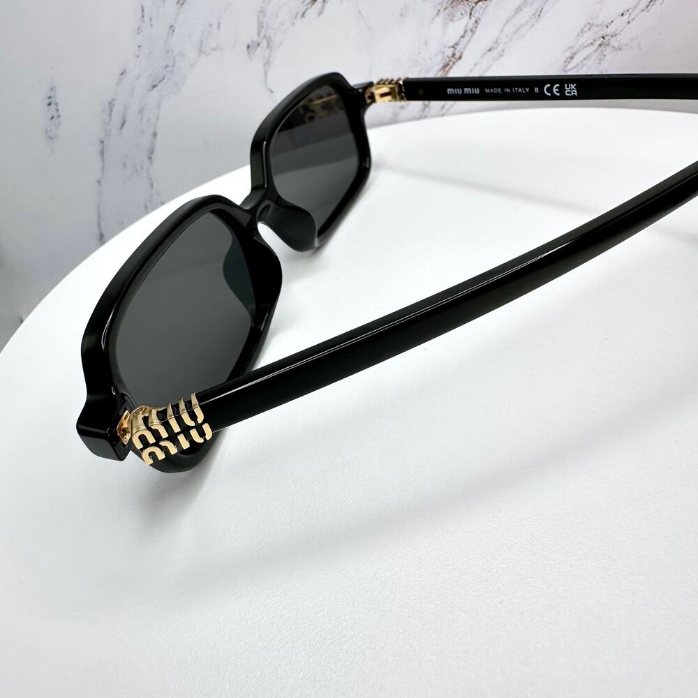 New MIU MIU Sunglasses Black Square Rectangle Ace… - image 14